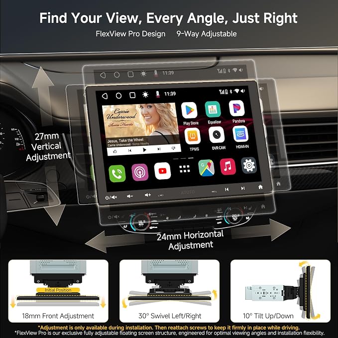 10" Android Car Stereo for Double Din & Single Din, Floating Screen Head Unit - Image 2