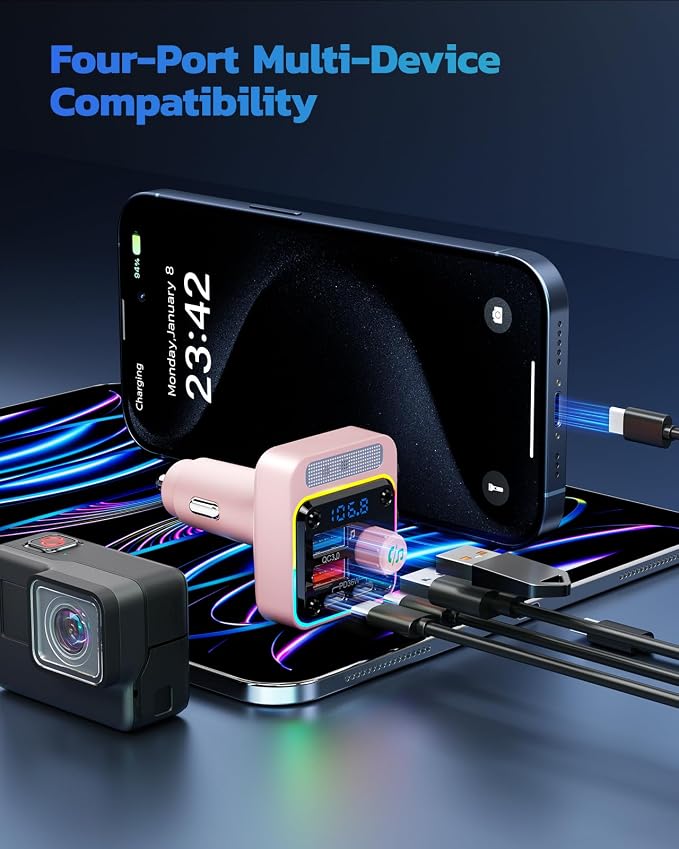 Nulaxy 54W Bluetooth 5.3 Car Adapter - Image 6