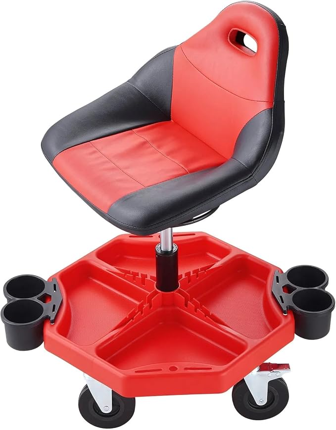Rolling Garage Stool 300LBS Adjustable Mechanic Work Shop Seat w/Casters by Unknown
