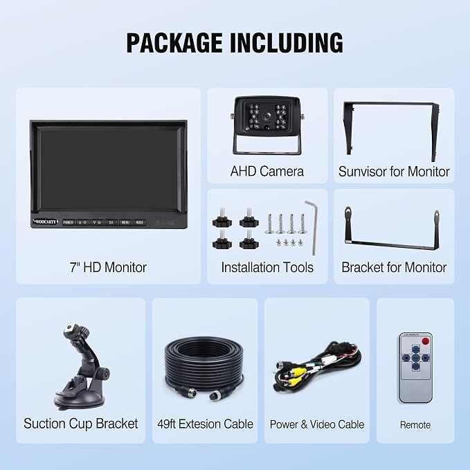 7-inch AHD1080P Wired RV Backup Camera System, IP69k Waterproof IR Night Vision - Image 7