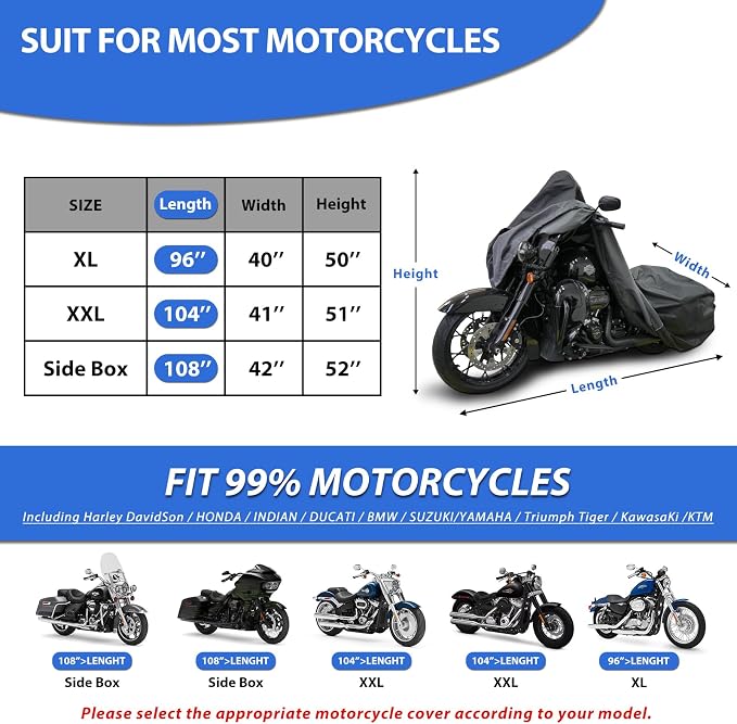 Motorcycle Cover for Harley Davidson Touring Models Road King, Road Glide - Image 2