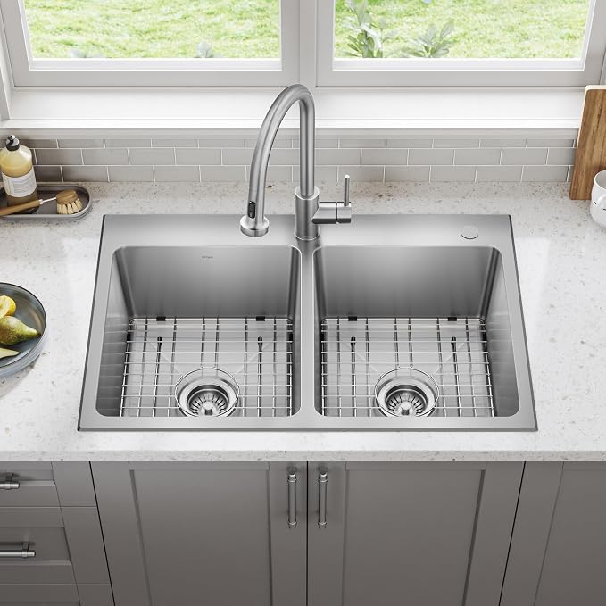 KRAUS Fairlane 33-inch Drop In/Top Mount Double Bowl 18-Gauge Stainless Steel - Image 4