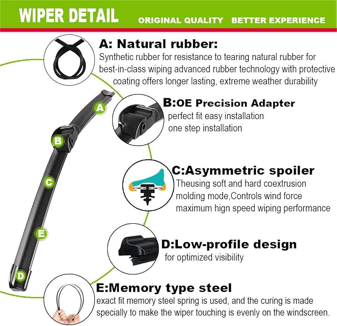 2 Wipers Factory Replacement For VW Touareg Porsche Cayenne 2008-2016 Original - Image 3