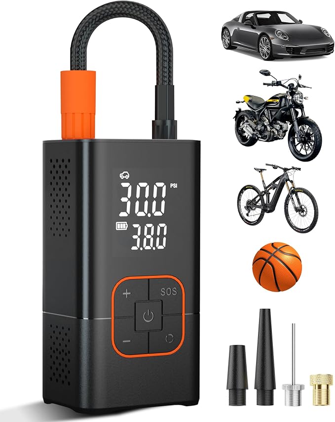 Tire Inflator Portable Air Compressor-150PSI Bike Pump, Portable Tire Inflator by lamfurart
