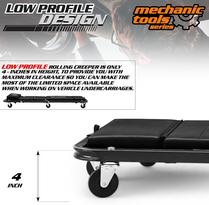 M-AUTO Heavy-Duty Convertible Mechanic Creeper, Z-Creeper 2-in-1 Creeper and - Image 6