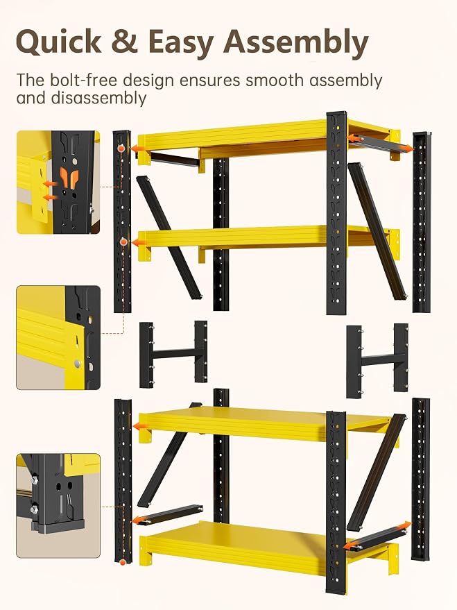 4-Tier Storage Shelves, Adjustable Industrial Metal Shelf System, 000lbs - Image 8
