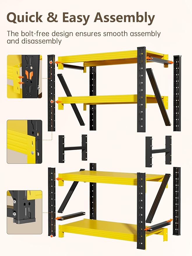4-Tier Storage Shelves, Adjustable Industrial Metal Shelf System, 500lbs - Image 8