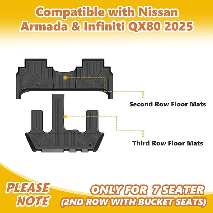 GINOWY-Floor Mats for Nissan Armada &Infiniti QX80 2025 2026 Bucket Seating All - Image 4