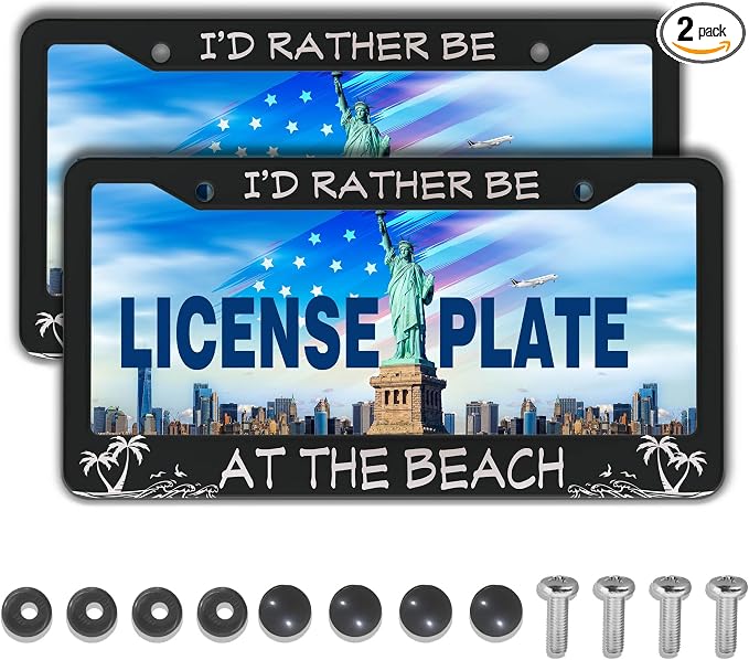 License Plate Frames Black and White License Plate Covers I'd Rather Be at The by Unknown