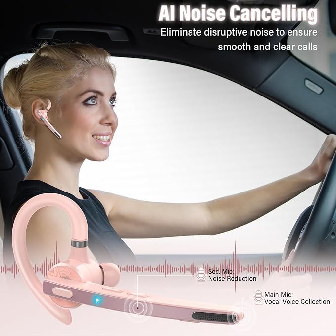 Bluetooth Headset, Wireless Bluetooth 5.3 Earpiece, 90Hrs Hands Free Headset - Image 3