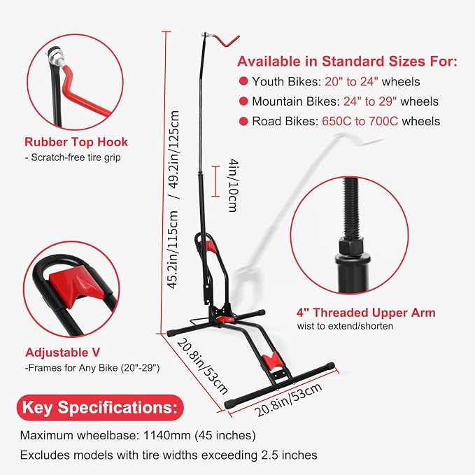 Vertical Bike Parking Stand- Space-Saving, Adjustable Freestanding Upright Bike - Image 3