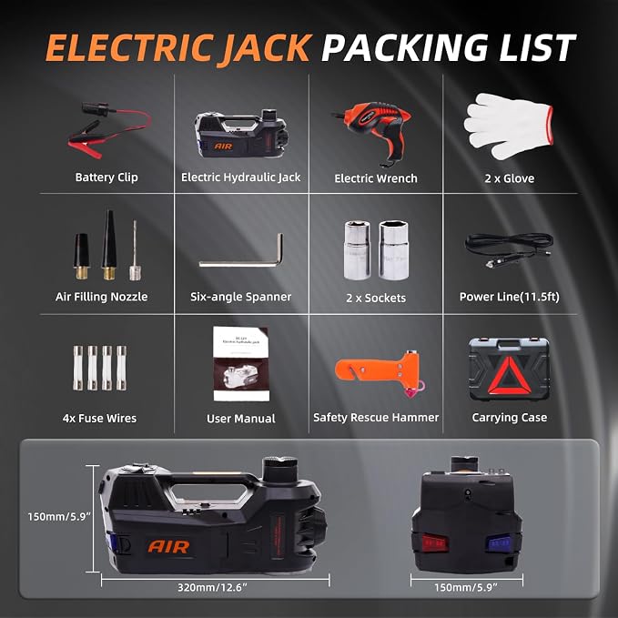 STANDTALL Electric Car Jack Kit 5 Ton 12V Hydraulic Jack Automatic Lift - Image 6
