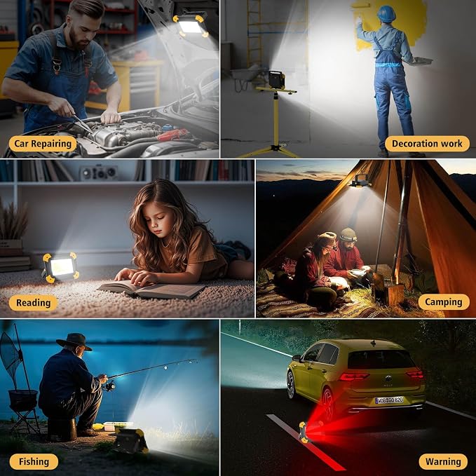 Rechargeable Magnetic Work Light, 40W Portable LED Flood Light Battery Powered - Image 2