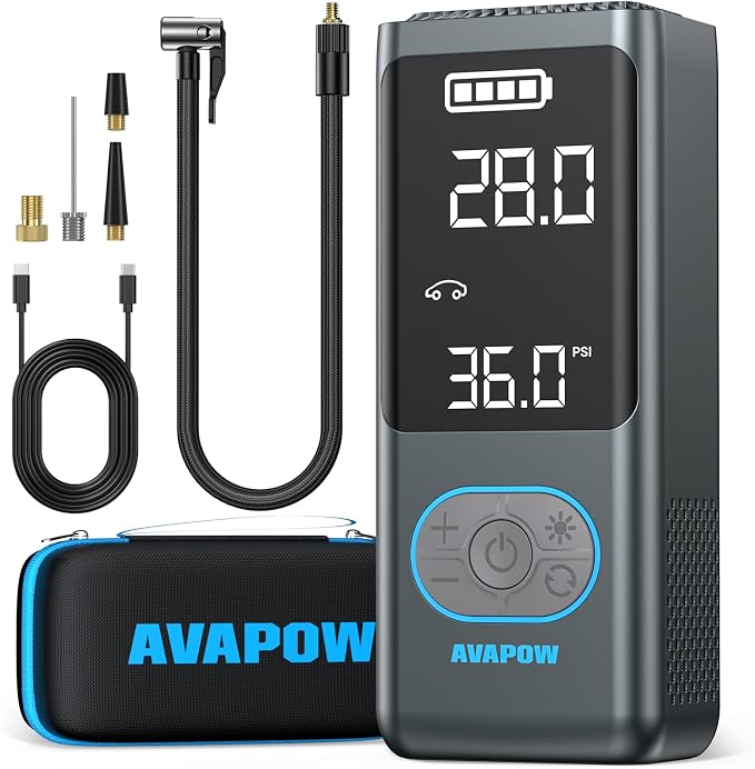 AVAPOW AP18 Tire Inflator Portable Air Compressor, 300% Faster 150 PSI Cordless by AVAPOW