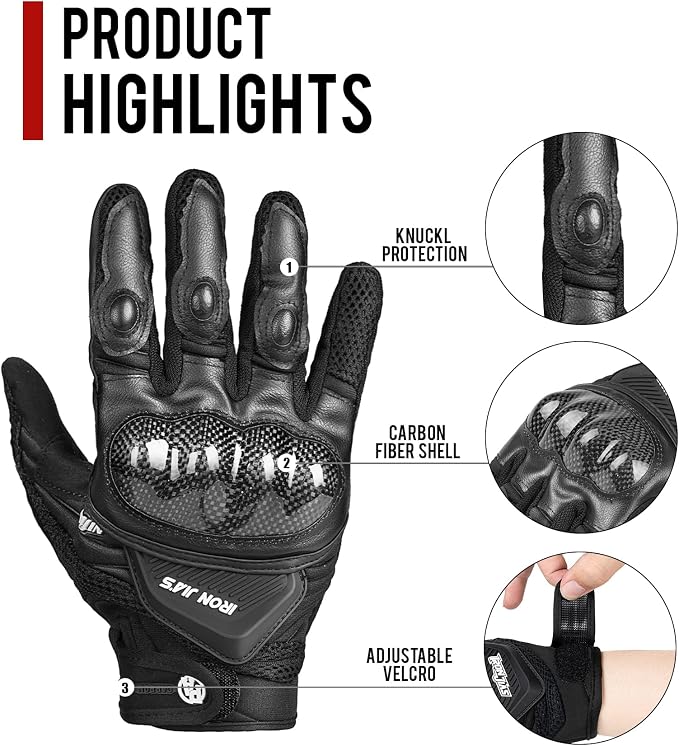 Motorcycle Gloves Touch Screen for Men Women Padding Hard Knuckle Cycling - Image 5