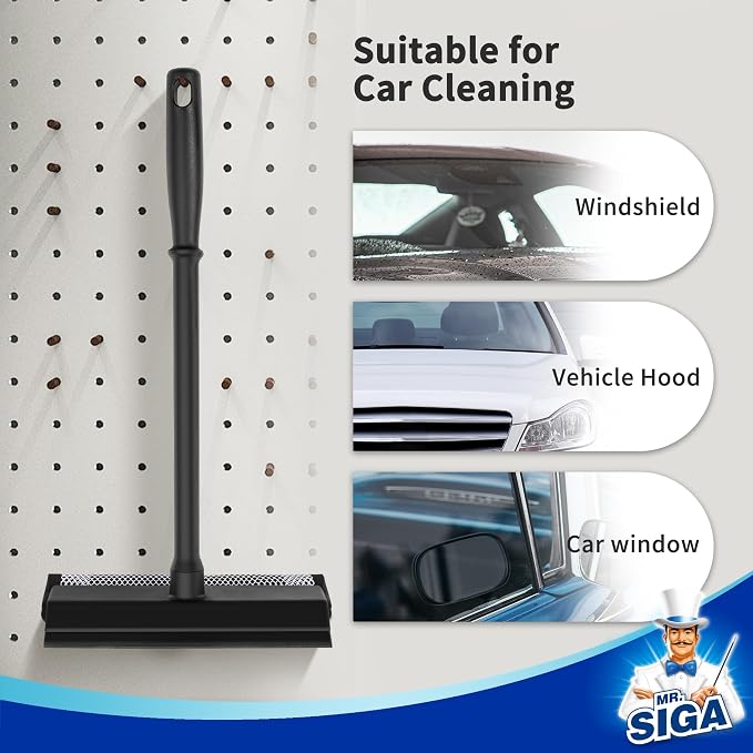 MR.SIGA Professional 2-in-1 Car Window Squeegee and Sponge Scrubber - Image 6