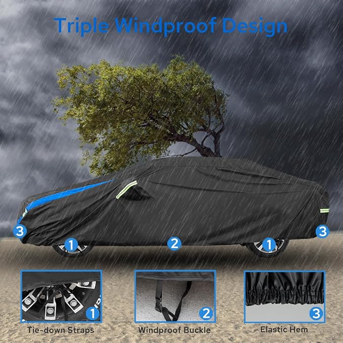 Avecrew Car Cover Custom Fit for Honda Civic Sedan, Waterproof All Weather Full - Image 4