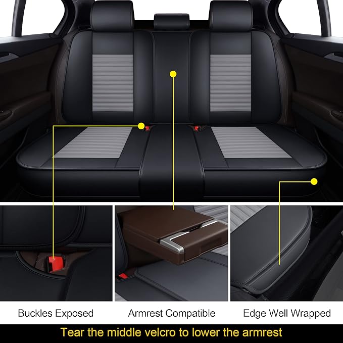 LINGVIDO Car Seat Covers, Breathable and Waterproof Faux Leather Automotive - Image 8