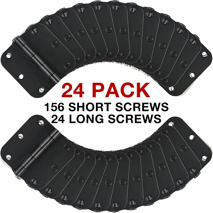 24 Pack Matte Black Door Hinges 3.5 x 3.5 Inch Interior 3 1/2 Inch Door Hinges - Image 6