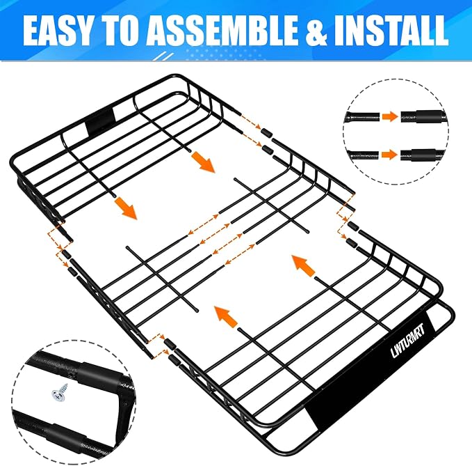 Heavy Duty 58"X36"X5" Roof Rack Basket Universal Rooftop Carrier - Image 3