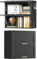 Metal Wall Cabinets with 2 Up-Flip Doors, Floating Steel Wall Mounted by Kooyon