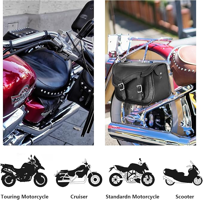 GARGOYLE BELLS Motorcycle Saddle Bags Genuine Leather Motorcycle Luggage Bag - Image 4