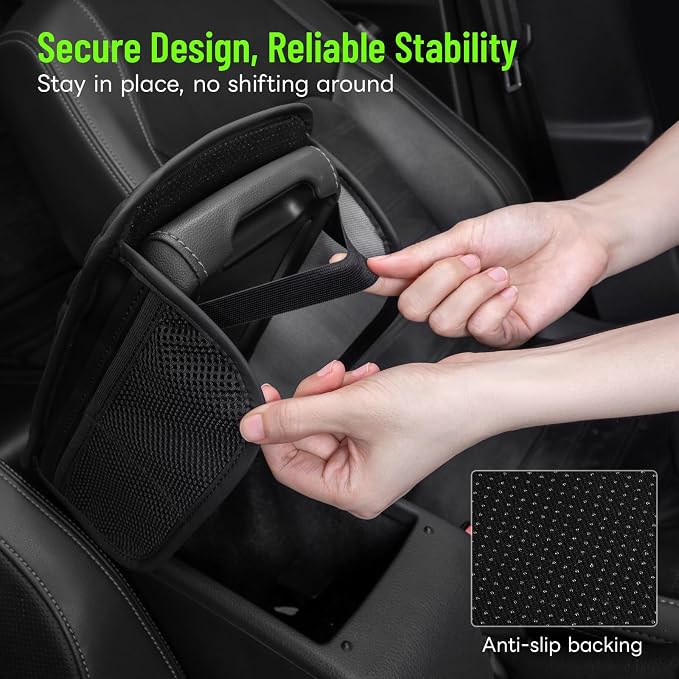 Car Center Console Cover with 6 Storage Pockets, Leather Car Arm Rest Cover - Image 5