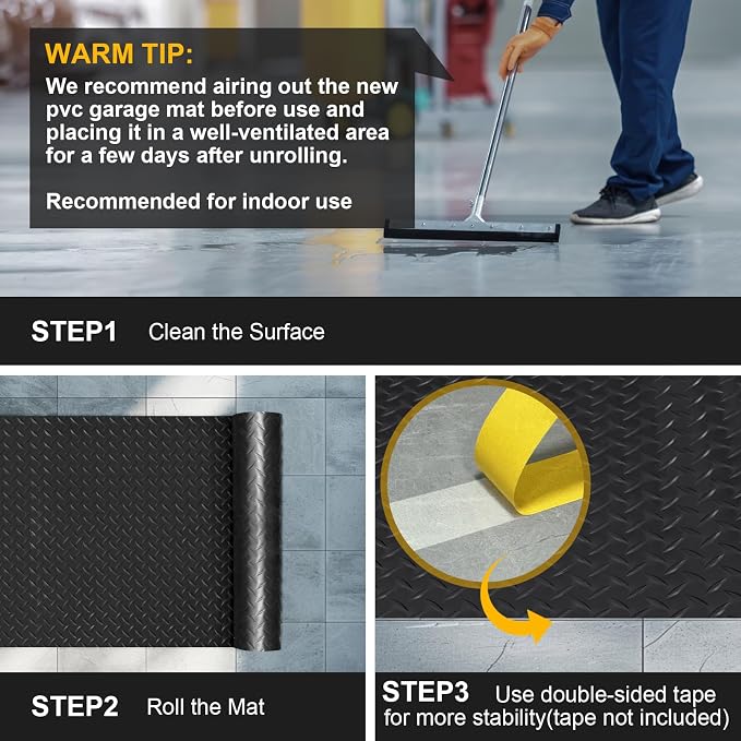 4x6 FT Garage Floor Mat, 2.8mm Thickened Flooring Roll Diamond Plate PVC Rubber - Image 8
