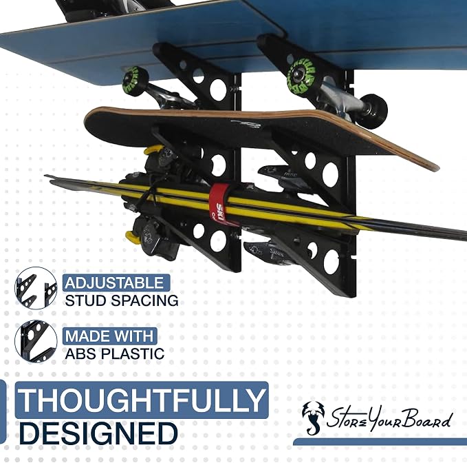 StoreYourBoard Ski Wall Rack – Horizontal Ski Rack Wall Mount, Holds 3 Pairs of - Image 4