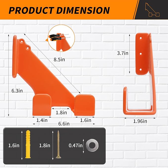 Chainsaw Holder, 3 Pack Wall Mounted Chainsaw Hanger, Scratch-Resistant Chain - Image 2