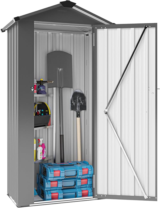 Outdoor Metal Storage Shed, Waterproof Garden Tool Shed by Dithoko