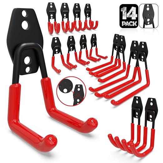 3-H Garage Wall Hooks 14 Pack, Garage Hooks Heavy Duty by 3-H
