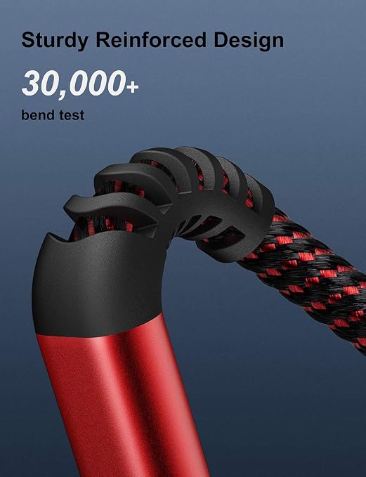 3 Pack 3 FT Lightning Cable Certified iPhone Charger Cable Red Nylon Braided - Image 2