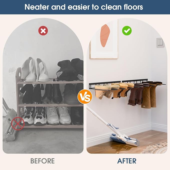 Boot Rack, Wader Hangers for wall, Metal Wall Mounted Shoe Racks, 4 Pair Boot - Image 4