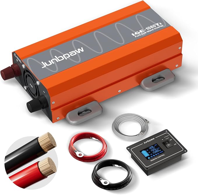 1080 Watt Pure Sine Wave Inverter, Remote Monitor Controller 12V DC to 120V AC by Junbpaw