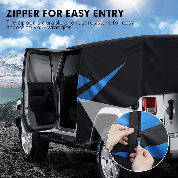 Car Cover for Jeep Wrangler JK JL 4 Door 2007-2025 Waterproof All Weather Car - Image 3