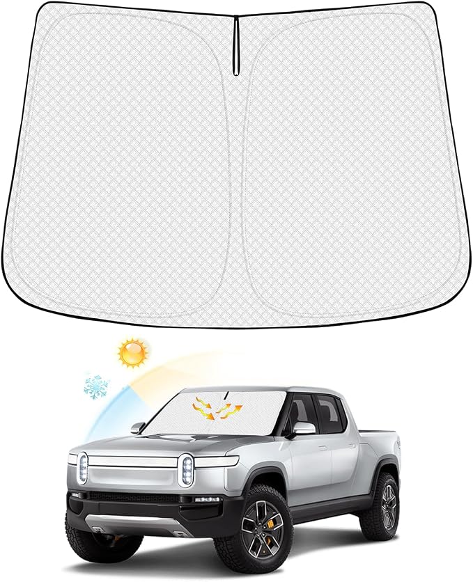Windshield Sun Shade for 2022-2025 2026 Rivian R1T Truck Accessories Thicken by Canvcle