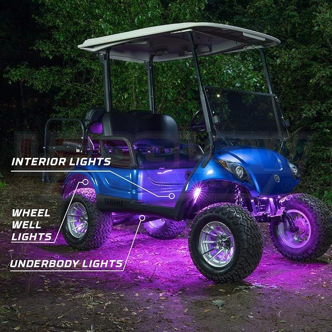 LEDGlow 12pc Million Color LED 4-Seater Golf Cart Underglow Neon Lighting Kit - Image 3