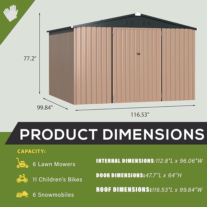 U-MAX 8' x 10' Metal Storage Shed - Image 3