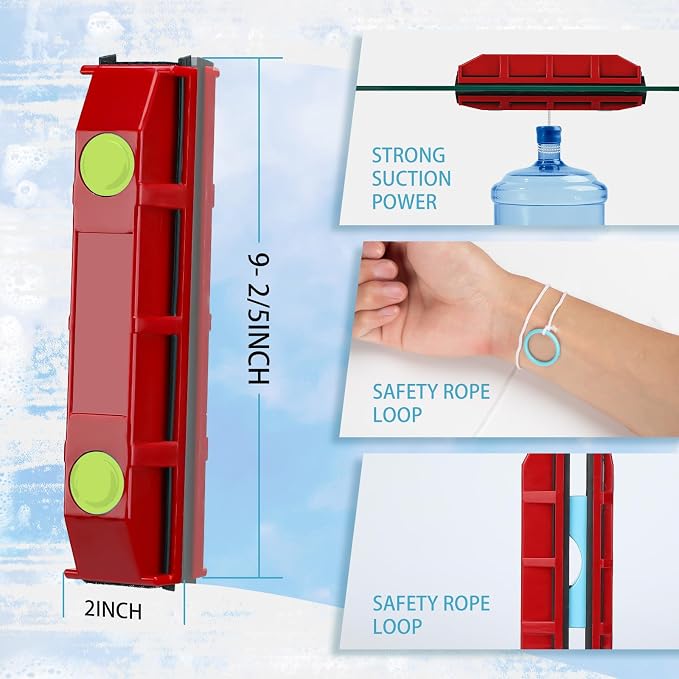 Magnetic Window Cleaner, 0.8"-1.1" Double Sided Window Glass Wiper Cleaning Tool - Image 4