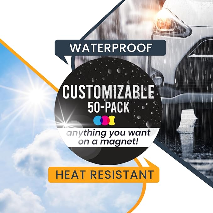 Magnet Me Up Customizable 30 Mil Round Magnet- 5”, 50 PK Weatherproof Car Magnet - Image 5