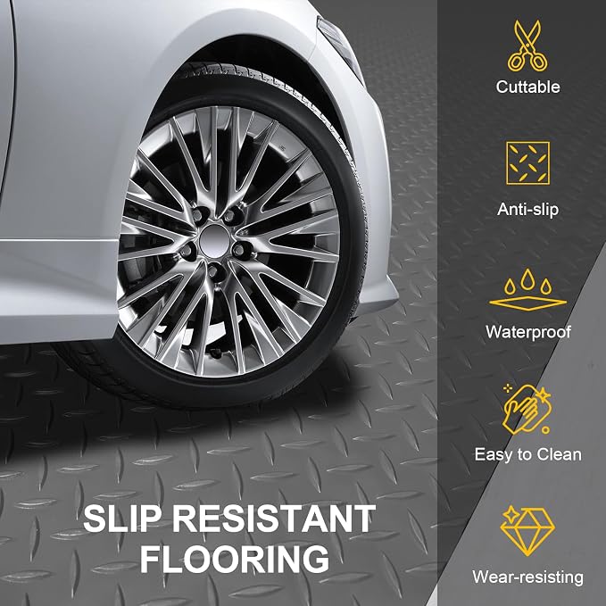 Garage Floor Mat 2.8mm Thickness PVC Garage Flooring Roll Diamond Plate Floor - Image 2