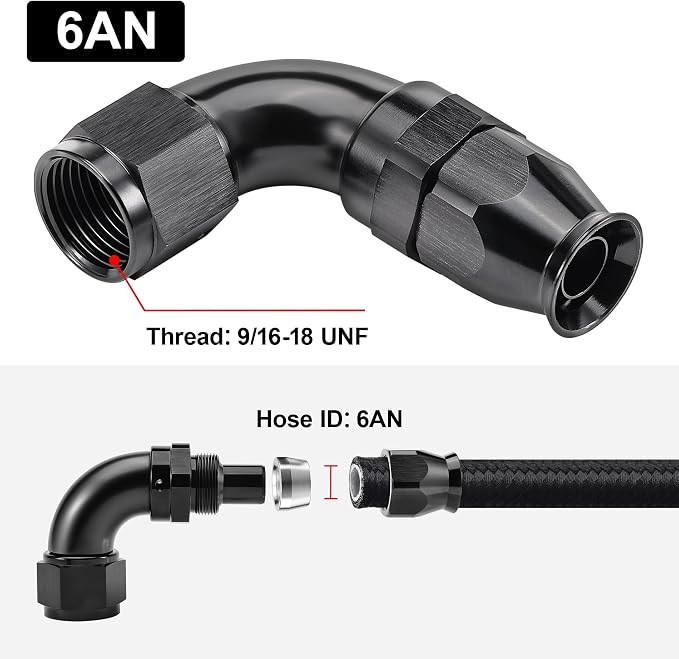 EVIL ENERGY 6AN 90 Degree PTFE One Piece Full Flow End Hose Fitting Aluminum - Image 4