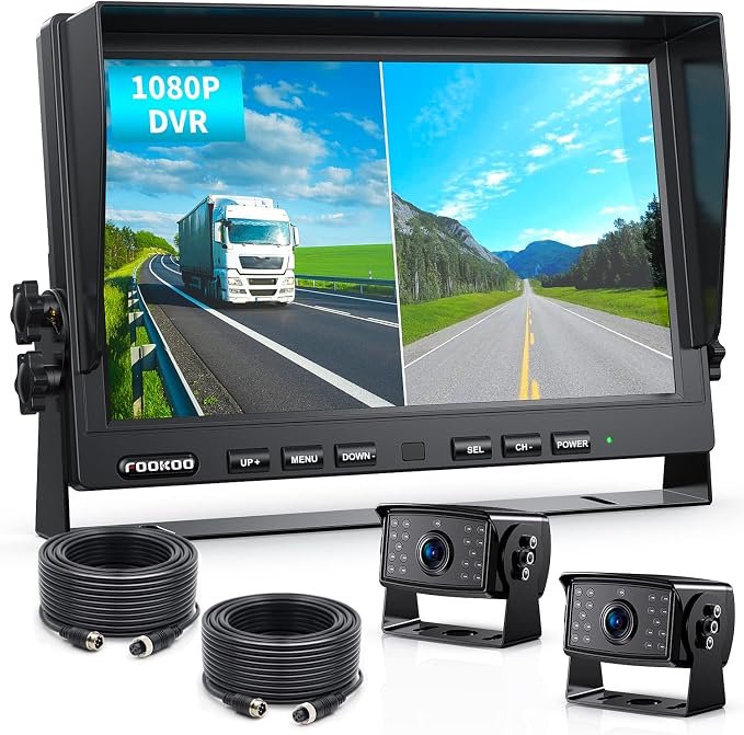 Fookoo Ⅱ HD Wired Backup Camera System Kit, 10 inch Dual Split Screen Monitor by FOOKOO