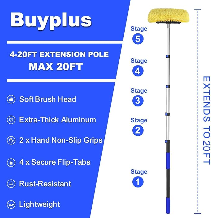 Buyplus Car Wash Brush with 20FT Long Handle, Car Brushes - Image 7