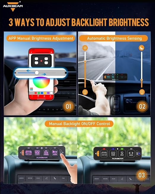 Auxbeam 4 Gang Slim Switch Panel Bluetooth RGB AS-400 - Image 6