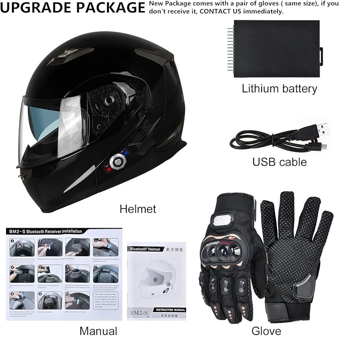 FreedConn BM2-S Bluetooth Motorcycle Helmet, Flip-Up Modular Motorbike Helmet - Image 8