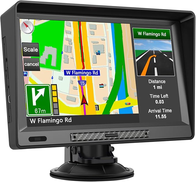 GPS Navigator for Car, Latest 2025 Map, 9 inch Touch Screen Real Voice Spoken by AWESAFE