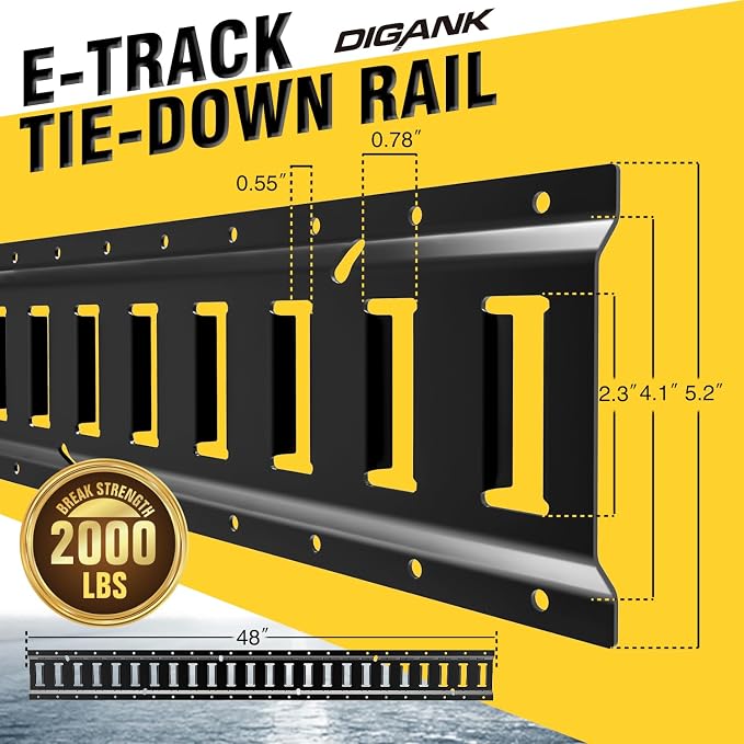 E Track 4'（2 Pack） with Powder-Coated Steel Trailer Tie Down - Image 2