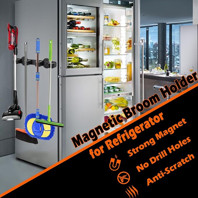Heavy Duty Magnetic Broom Holder, Strong Magnetic Mop Hanger - Image 4